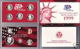 1999 US Mint Silver Proof Set w State Quarters 9 coins V99