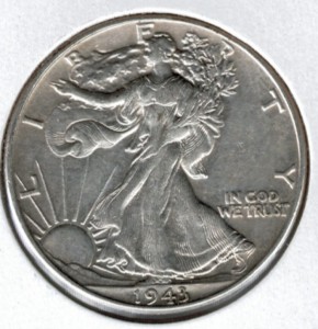 1943 Walking Liberty Half Dollar - Actual Coin Pictured