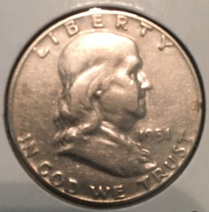 1951 Silver Franklin Half Dollar - Actual Coin Pictured