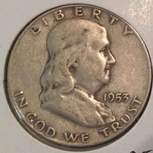 1953-D Silver Franklin Half Dollar - Actual Coin Pictured