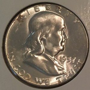 1957 Silver Uncirculated Franklin Half Dollar - Actual Coin Pictured