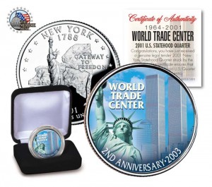 World Trade Center 9/11 2nd Anniversary New York Statehood Quarter Colorized