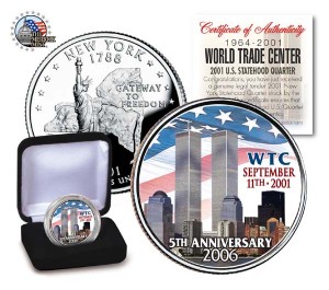 World Trade Center 9/11 5th Anniversary New York Statehood Quarter Colorized