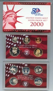 2000 US Mint Silver Proof Set w State Quarters 10 coins V00